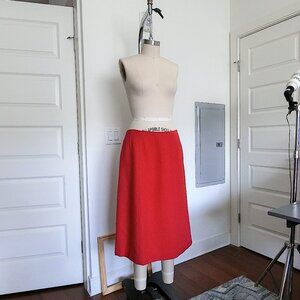 Vintage Red Wool A-Line Skirt